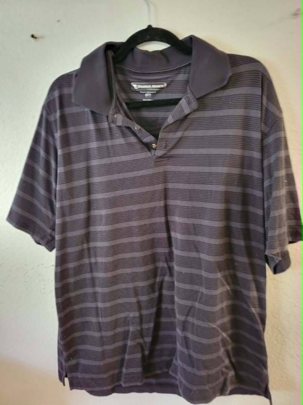 Pebble Beach Performance Men’s Black Stripe Golf Polo Shirt Size XL #273